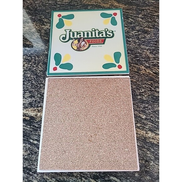 VTG Rare JUANITA'S FOODS Ceramic Tile Trivet Kitchen Home Decor 2 6"X6" 1946 - Picture 3 of 3